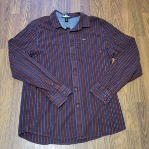 Volcom Men’s XL Striped Button Down Shirt Casual Skate Surf Streetwear C24